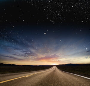 Stars over remote highway